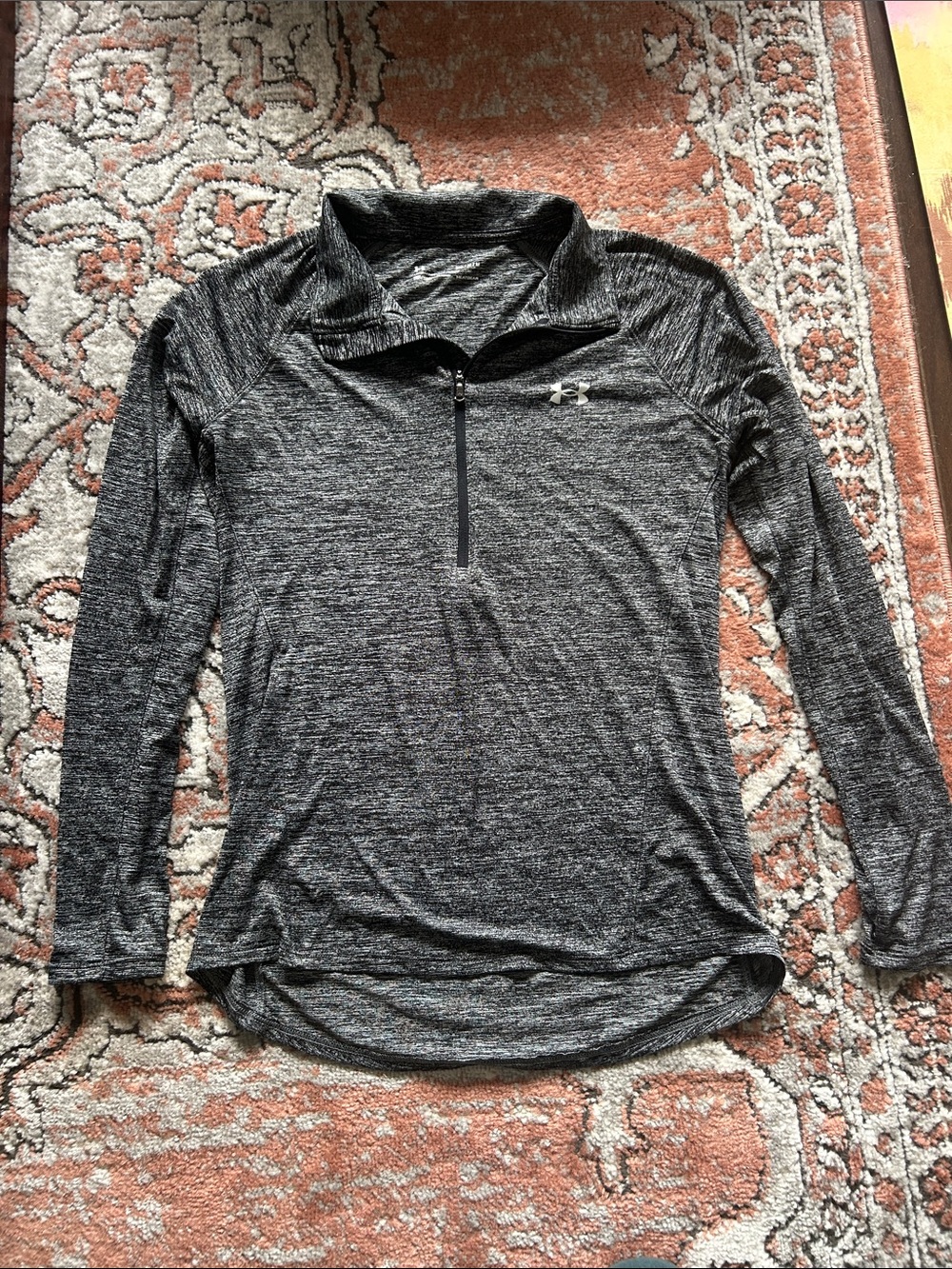 Under Armour Women's Dark Gray Heather 1/4 Zip Long Sleeve Top